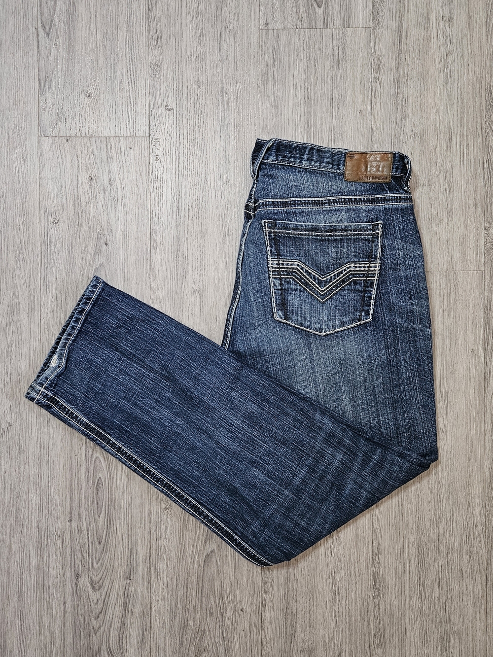 Harley-Davidson 40x34 Men's Blue Straight Jeans with Contrast Stitching